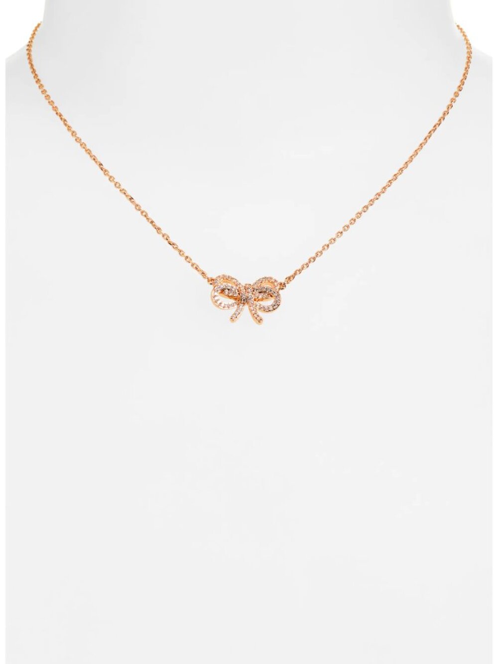 Kate Spade Bow Meets Girl Pavé CZ Bow Necklace Rose Gold NIB - Picture 4 of 7